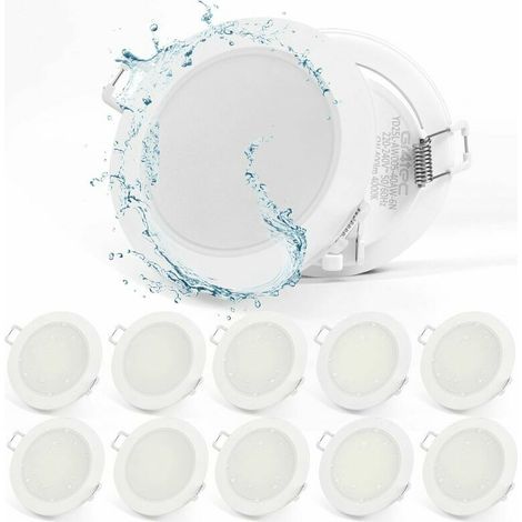 Recessed wall and ceiling spotlight Extra Flat LED Recessed Spot 220V, 10x 5W Recessed Ceiling Light IP65 400LM 4000K Neutral White, Ultra-thin 35MM Recessed Spotlight, Hole 68-80mm For Living Room Be (1/5)