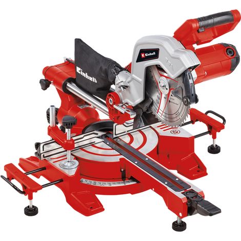 Einhell Scie à onglet radiale TC-SM 216 (1600 W, table pivotante à réglage rapide et butées d’angles, laser, extensions latérales, blocage d’arbre «Spindle-Lock», avec lame aux carbures de tungstène