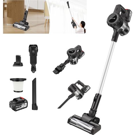 Aspirateur à main mural, aspirateur pour animaux de compagnie de 15 KPA, avec tête de brosse anti-enchevêtrement, batterie de 3000 mAh, adapté à tous les planchers de bois franc, tapis et poils d'anim (1/5)