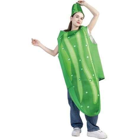 Déguisement unisexe adulte de cornichon - Tenue de concombre vert pour Halloween, vert (1/5)