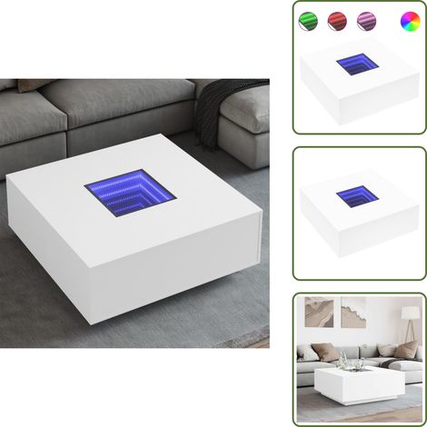 vidaXL Table basse avec LED infini blanc 100x100x40 cm (1/5)