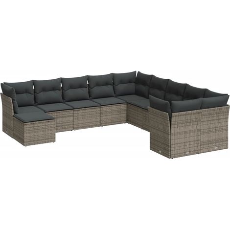 Maison Exclusive - 11-tlg. Garten-Sofagarnitur mit Kissen Grau Po (1/3)
