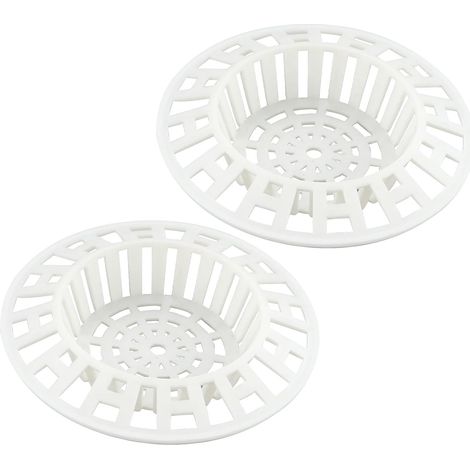 Lot de 2 tamis d'évier en plastique blanc avec trou pour bouchons de cheveux - Filtre d'évier - Filtre à cheveux - Filtre à cheveux - Filtre de débit - Filtre de vidange - Bouchon de cheveux pour (1/5)