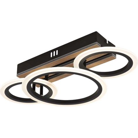 Deckenlampe Deckenleuchte LED Wohnzimmerlampe Holzoptik schwarz LED L 46 cm