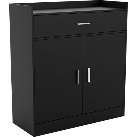 Dalby Schuhschrank 2 Türen 1 Schublade Flur Aufbewahrung Schrank Stehschrank, Schwarz (1/5)