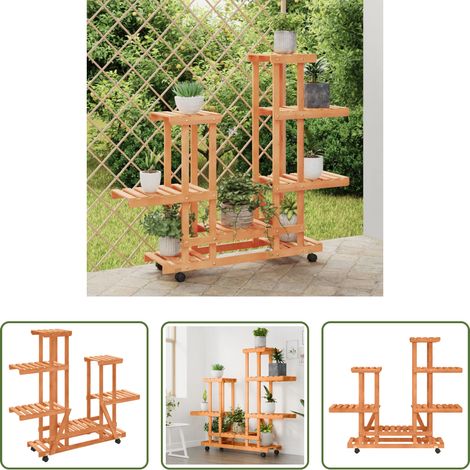 Tannenholz - Blumenständer mit Rollen 95x25x101 cm Massivholz Tanne (1/5)