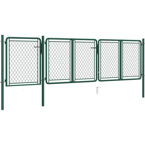 vidaXL Portail de jardin en acier vert 400 x 75 cm (1/5)