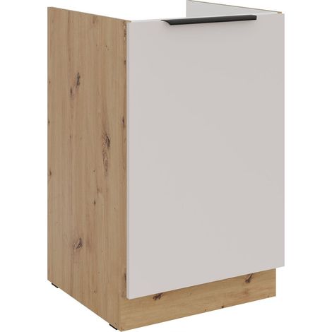 Küchen Spülenunterschrank 50 cm Küche SOLANO Kaschmir beige matt + Eiche Artisan matt Küchenzeile Küchenblock Küche Einbauküche (1/4)