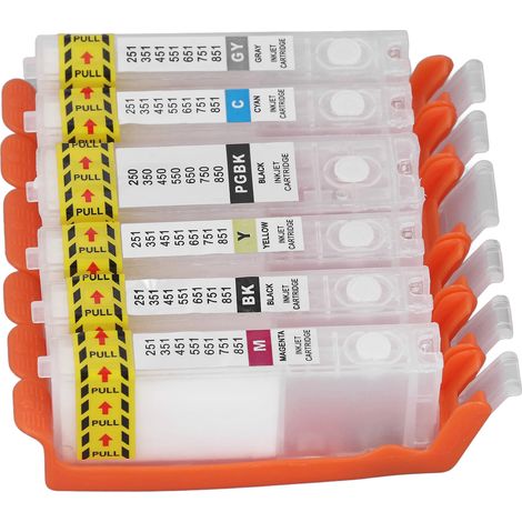 Cartouches d'encre rechargeables 6 couleurs avec puces permanentes, 250-251 (1/5)