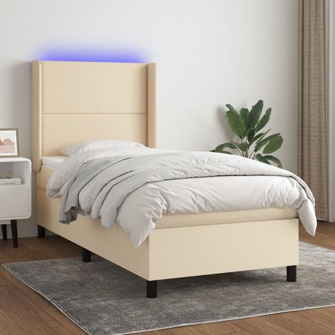 Boxspringbett mit Matratze & LED Creme 90x190 cm Stoff (1/5)