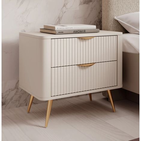 AX LIVING Moderne Nachttisch Vespasia beige 63,2 x 55,3 x 38 cm