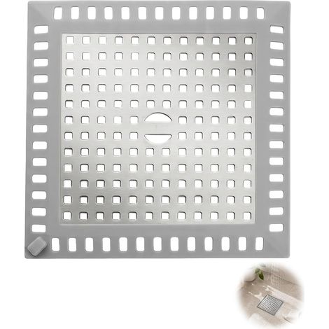 Attrape Cheveux Douche en Acier Inoxydable 304, Grille Douche Anti Cheveux 123 x 123 mm, Filtre Bonde Carrée Fin 2,65 mm, Filtre Anti Obstruction pour Salle de Bain et Cuisine (1/5)