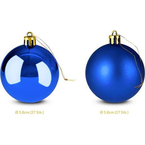 Bolas de Navidad, 54 piezas, azules, 6 cm, para interior y exterior