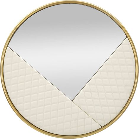 Dmora - Specchio Tibagi, Specchiera, Articolo d'arredo a muro, Decorazione con specchio, 80x3 h80 cm, Bianco e Oro
