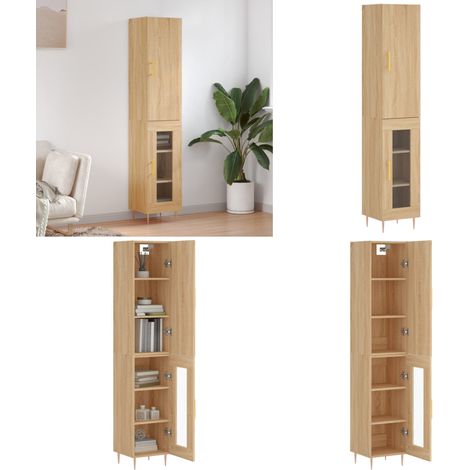 Buffet haut Chêne sonoma 34,5x34x180 cm Bois d'ingénierie - Buffet chêne - Bois d'ingénierie (1/5)