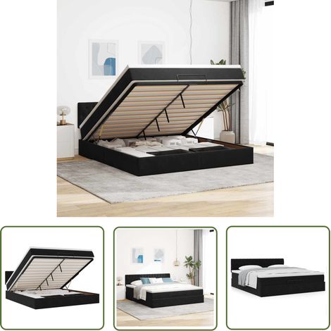 vidaXL Ottoman-Bett mit Matratze Schwarz 160x200 cm Samt (1/5)