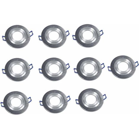 Kit 10 incassiper faretto rotondo acciaio orientabile portafaretto portalampada illuminazione soffitto 80 mm Argento (1/2)