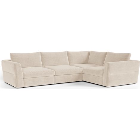 Canapé d'angle droit modulable 6 places en tissu tramé toucher doux (1/5)