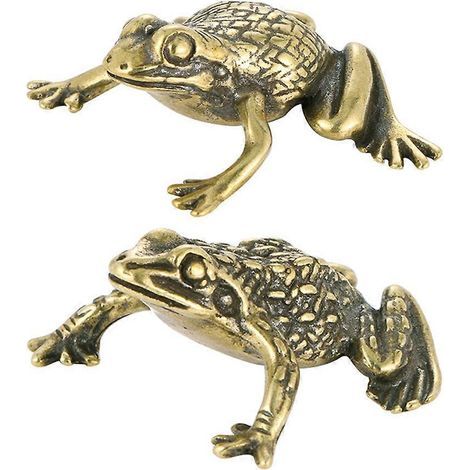 Antike Froschfigur aus Messing, kleine dekorative Messingfigur – 3,00 x 3,00 x 1,50 cm – Gold (1/4)