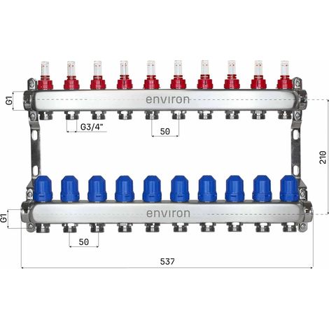 Edelstahl Heizkreisverteiler 2 - 12 fach