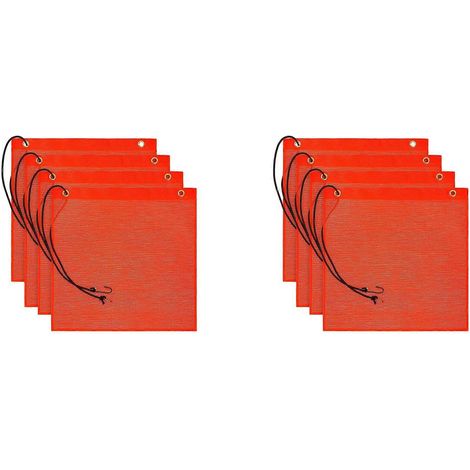 Lot de 8 drapeaux de sécurité en maille 18 x 18 pouces, orange, avec œillets, bonne visibilité et résistants aux intempéries. (1/5)