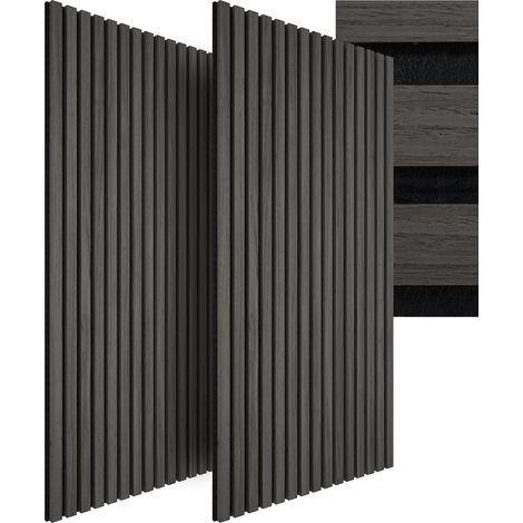 Lot de 2 panneaux acoustiques muraux et pour plafond, en Bois MDF, 120 x 60 x 2,1 cm par panneau mural decoratif pour isolation phonique Chambre, Bureau, Studio de musique Decoration murale (1/4)