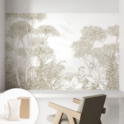 Carta Da Parati - Mural - Con Sala Da Pranzo - Camera Da Letto - Cameretta - Con Colla Gratuita vegetazione tropicale 104x70 cm (1/5)