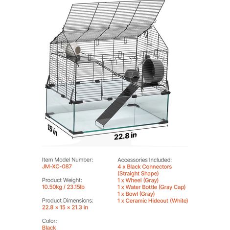 Hamsterkäfig, Transparentes Design, Einfache Montage, 20-25Zoll (1/2)