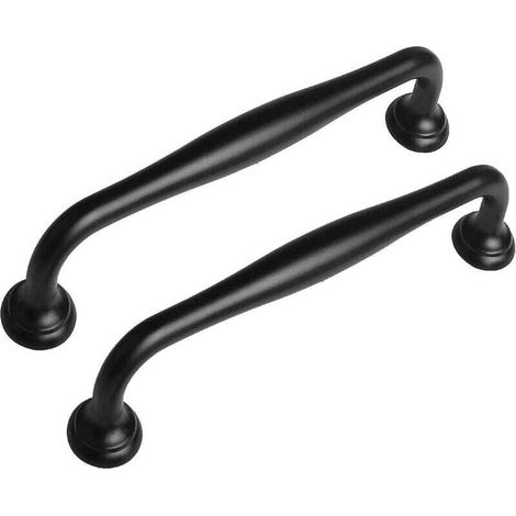 Lot de 10 poignées d'armoire noires vintage pour tiroir, poignées de commode, poignées de porte d'arc incurvées (10, trou central 96 mm) (1/4)