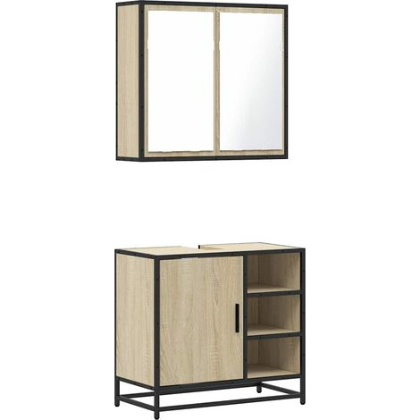 Maison Exclusive - 2-tlg. Badmöbel-Set Sonoma-Eiche Holzwerkstoff