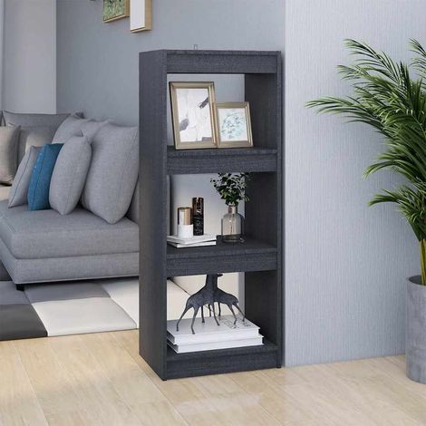 Bibliothèque/Séparateur de pièce Étagère de Rangement - pour Bureau Salon Chambre Cuisine Gris 40x30x103,5 cm Pin massif BV542926 - BonneVie (1/5)