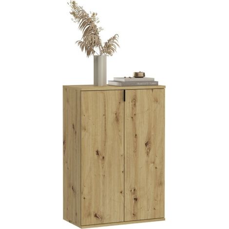 Meuble de rangement 2 portes – Chêne clair – BODITE