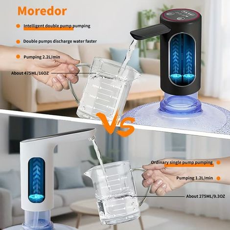 Pompe à eau électrique pour bouteille de 5 gallons, distributeur d'eau universel rechargeable par USB pour bouteilles d'eau de 3 et 4 gallons avec interrupteur d'arrêt automatique, alimentation USB. (1/3)
