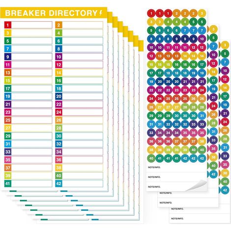 10 Feuilles d'Étiquettes pour Tableau de Disjoncteurs, 7 Autocollants de Catalogue (1/5)