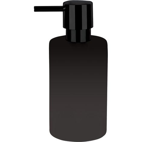 Distributeur de Savon Liquide „Tube“ Céramique Distributeur de Lotion avec doseur en ABS Noir Mat Capacité 300 ML (ØxH): 7 x 16 cm - Noir Mat (1/5)
