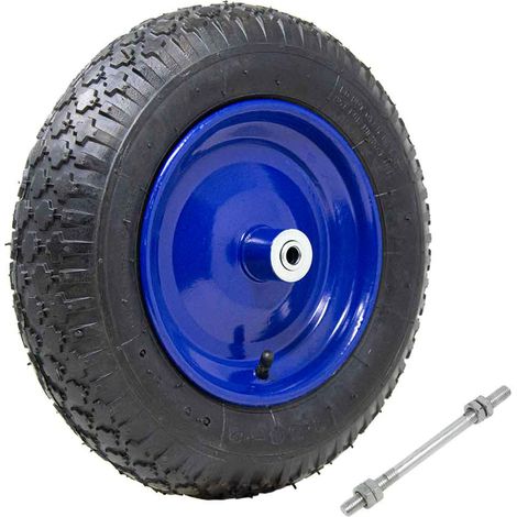 Ruota Pneumatica per Carriola 35 cm Gomma 3.50-8 + Asse Corto 170mm  Incluso