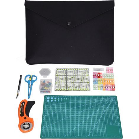Tapis de découpe rotatif avec lames remplaçables, coupe rapide et étui de rangement pour tissu (1/5)