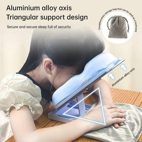 Oreiller de sieste NBX pour la pause déjeuner, appui-tête réglable en hauteur pour les étudiants et les bureaux. (1/4)