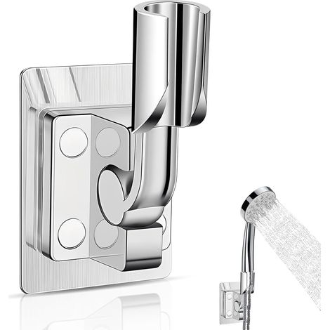 Support Pommeau de Douche, Accroche Pommeau de Douche Sans Percage Support Douchette Mural Réglable Universel Anti-Dérapant Résistant À La Rouille