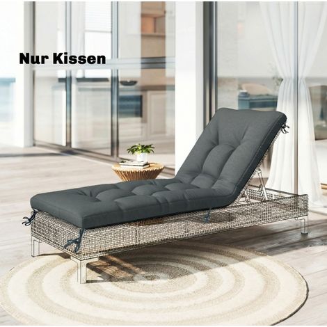 Cuscino per lettino da esterno 198x65x13 cm grigio scuro in poliestere (1/5)