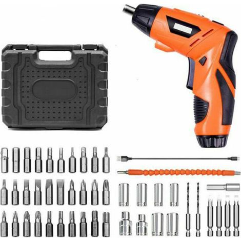 Cordless Drill/Driver, Dual-Ended Electric Screwdriver, USB Rechargeable, 4.2V, 1500mAh, 230RPM, with 47 Accessories