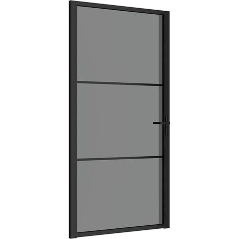 Vidaxl – Porte coulissante intérieure 102,5x201,5 cm – Verre trempé noir – Aluminium – Installation facile dans cadre bois 35-50 mm
