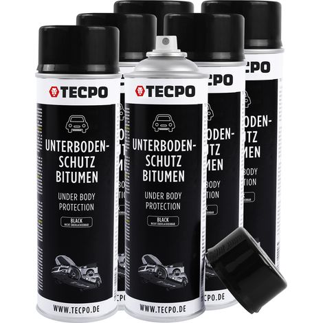 TECPO Unterbodenschutz Bitumen 6x 500ml schwarz Steinschlagschutz UBS Versieglung Spray Schutz vor Steinschlag, Rost, Chemikalien mit Anti-Dröhn-Wirkung