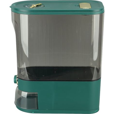 Distributeur de riz en PET/PP avec couvercle hermétique, seau à grains et récipient pour aliments secs, capacité de 10 kg, avec verre doseur intégré pour la cuisine. (1/5)