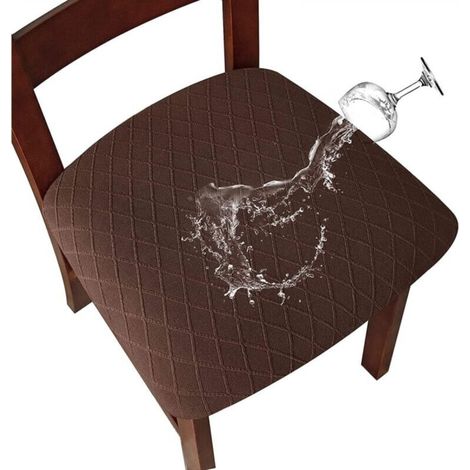 4-piece dark brown waterproof stretch seat cover in diamond mesh, 45509 cm buckle, suitable for restaurant chairs (1/5)