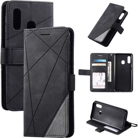 Etui Samsung Galaxy A20E Housse Premium Portefeuille avec Support Antichoc Protection Housse Noir