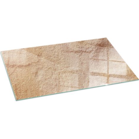 Grande Plaque de protection de sol en verre pour cheminée ou poêle moderne anti-chaleur et étincelles Texture de pierre naturelle 140x70 cm (1/5)