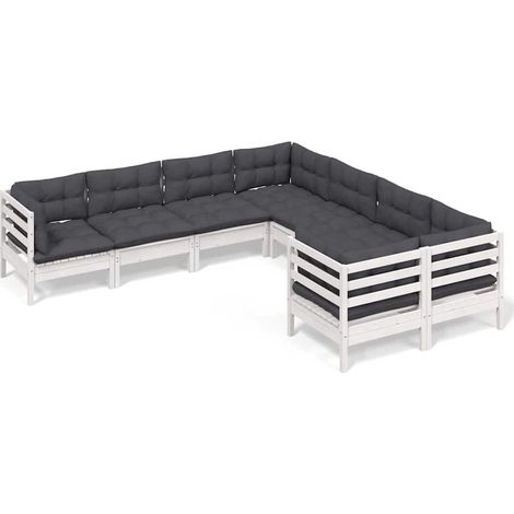 Maison Exclusive - Muebles de jardín 8 pzas y cojines blanco made (1/5)