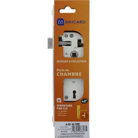 Serrure pour porte de chambre d'intérieur sens droit Blanc (1/4)