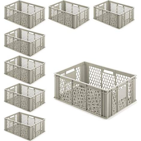 BRB Eurobehälter Basic Lot de 8 boîtes de conservation en polyéthylène haute définition 600 x 400 x 250 mm 49 l
